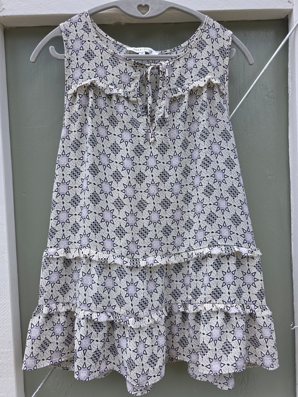 Rose & Olive Printed Camisole Ruffle Hem Sleeveless #TK43 - Picture 2 of 9